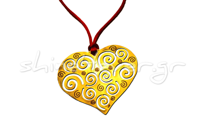 Heart with Spirals, Gold-Plated Silver Pendant